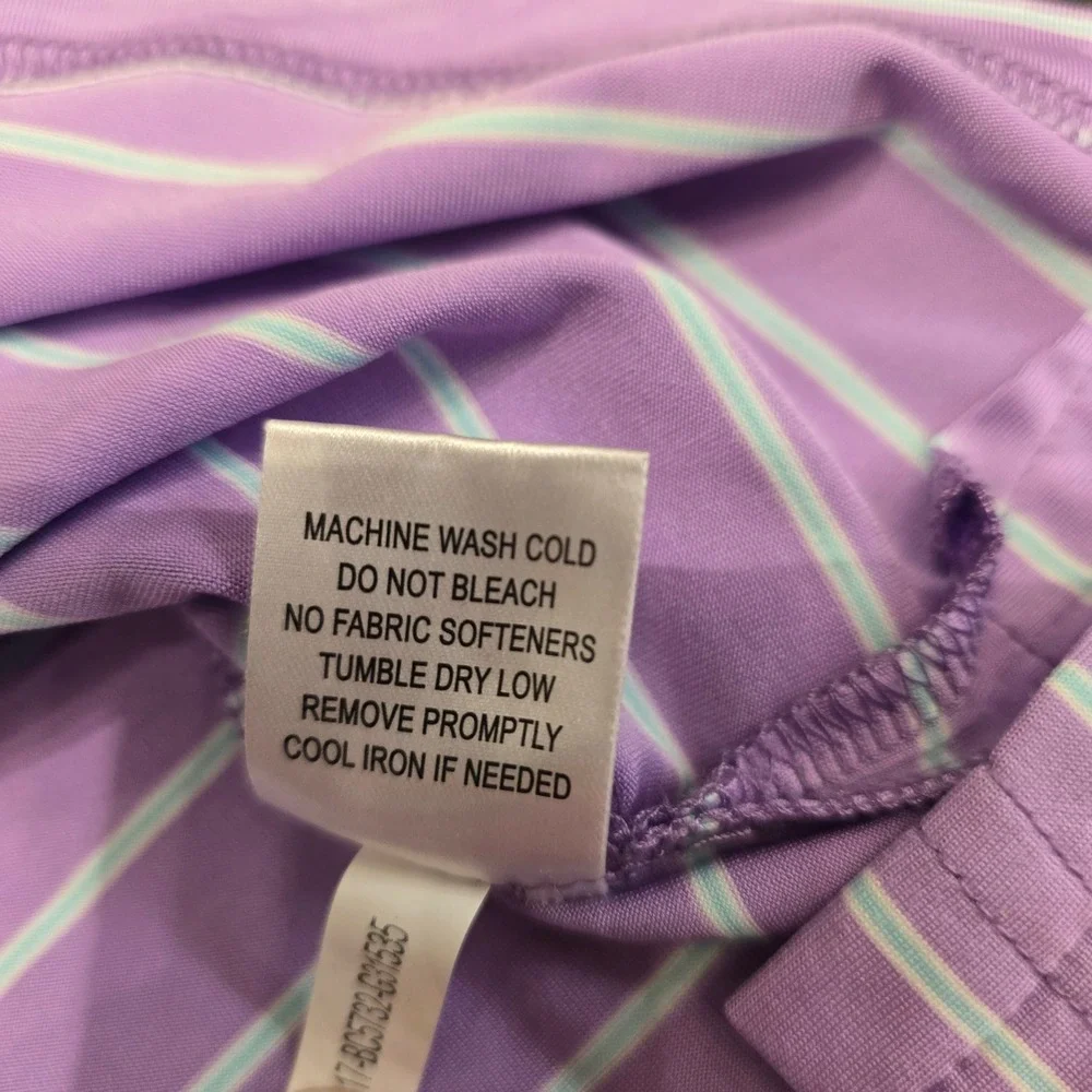 F&G Tech Mens Purple Striped Polo Shirt Forest Creek Golf Club Large Made in USA - Picture 5 of 6